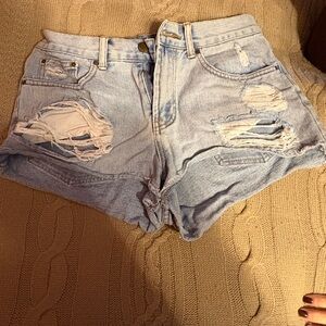 Billabong Light Blue Ripped Jean Shorts